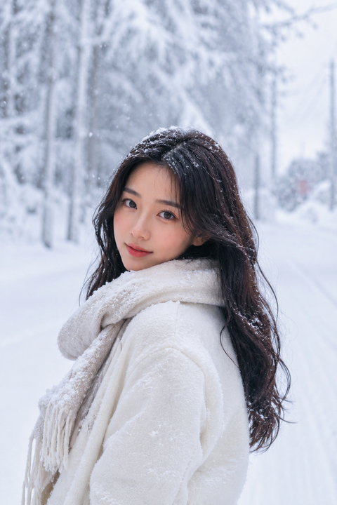 AI 写真|雪景冷暖记忆色人像