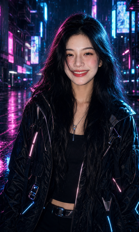 AI 写真|霓虹电影感人像
