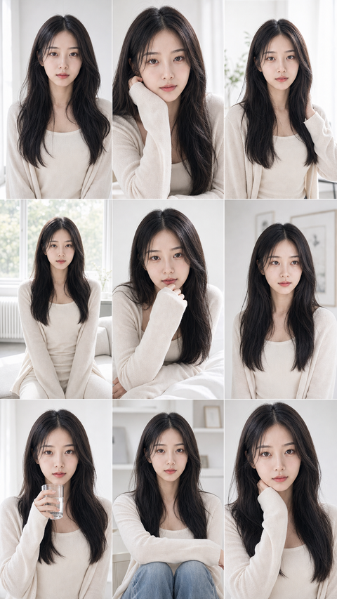 韩系东亚女爱豆九宫格写真系列拼贴